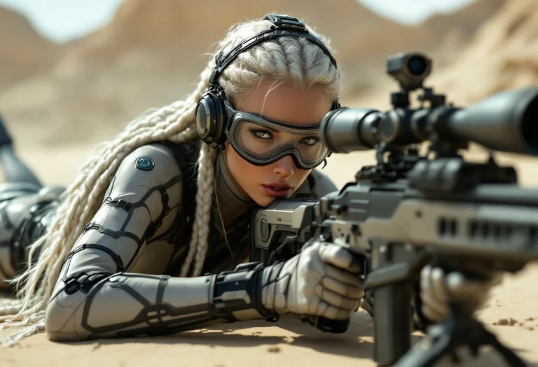 Futuristic Blonde Beauty, Long Platinum Blonde Hair In Thick...