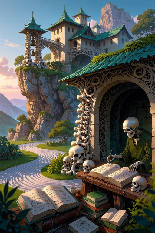 , Boneswm, A Monastery Perched On A Cliff With Buildings Of...
