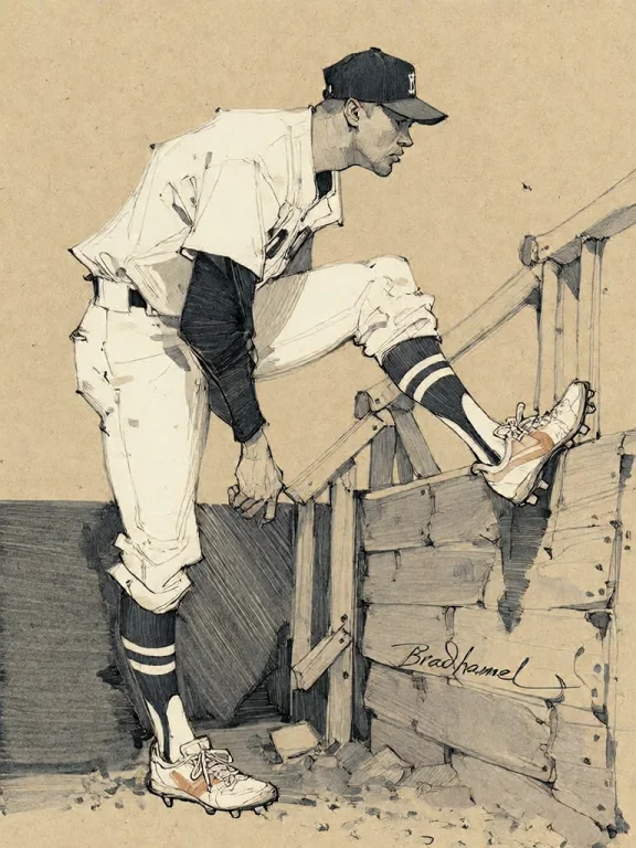 Bradhamel Art Style. A Dynamic Sketch Of A Baseball Player I...