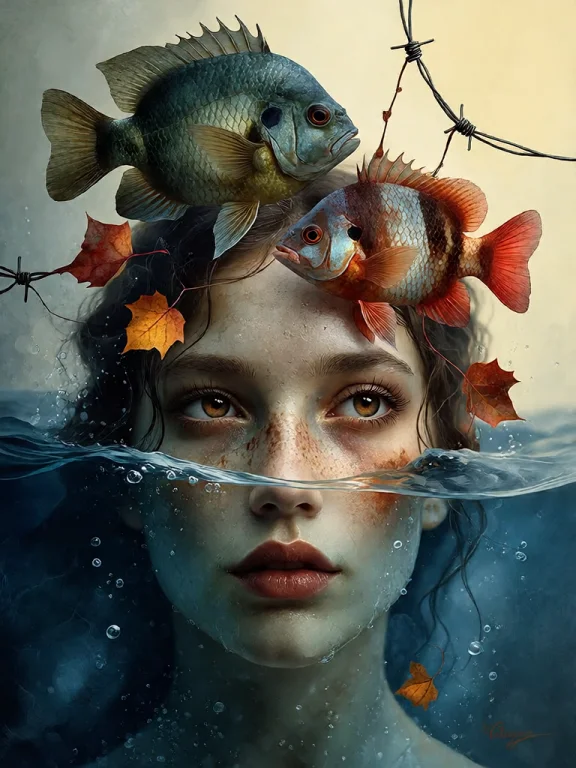 Bradhamel Art Style. A Surreal Portrait Of A Womans Face Hal...