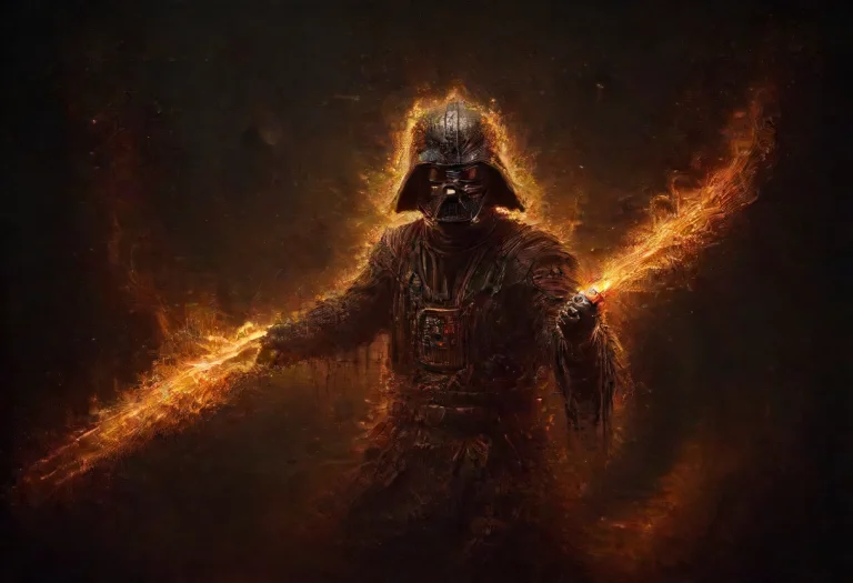Flame Style, Darth Vader Holding A Burning Lightsaber, Subje...