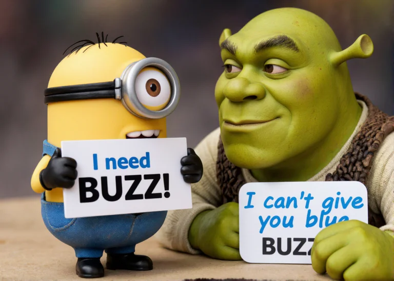 A Minion And Shrek Face Each Other. The Minion Is Holding A...
