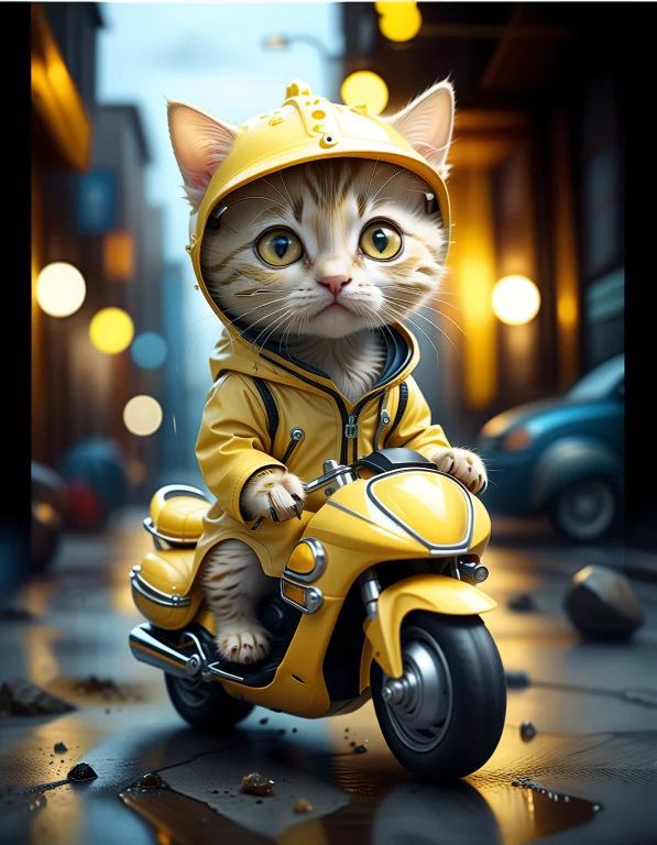 Hyper-realistic Digital Illustration Featuring A Kitten With...