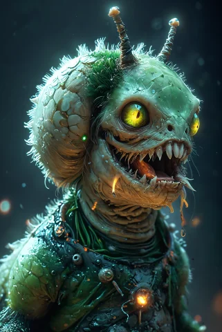 Full Body. Concept Art Of A Radioactive, Mutated Horror Snai... — SDXL AI Prompt: full body. Concept art of a radioactive, mutated horror snail with raised neck f...