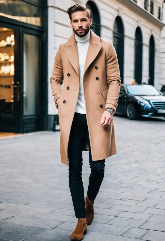 Street Style Photo, Full Body, Beautiful Man, 30 Years Old,...