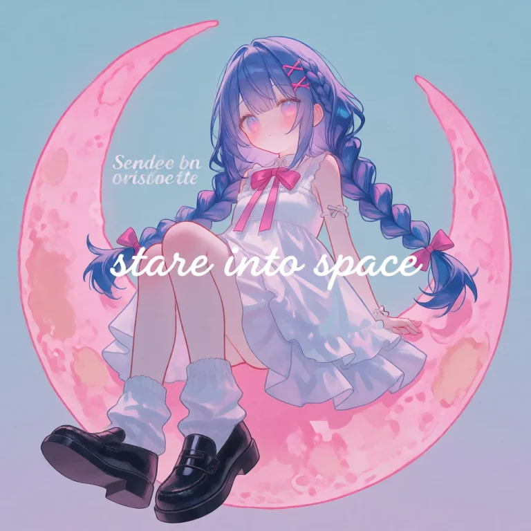 Pastel Color Pallete, Aesthetic. A Girl With Long Blue Braid...