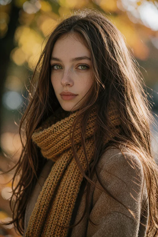 Tfp, A Candid Autumn Portrait Of A Slim Young Woman With Lon...