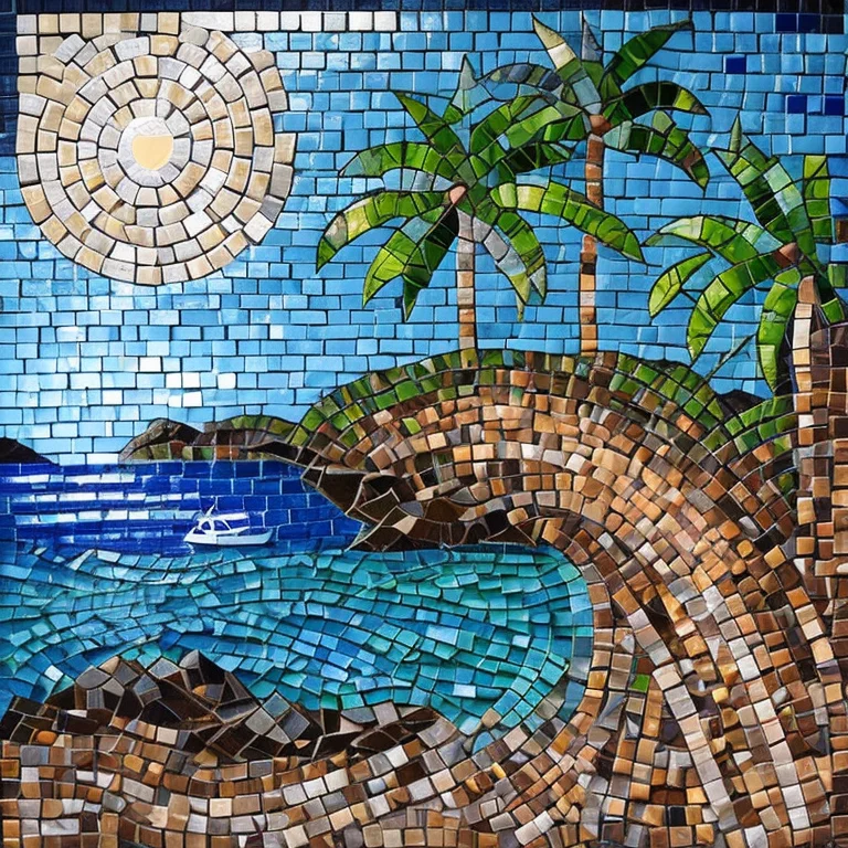 Paradisiac Island Mosaic Art