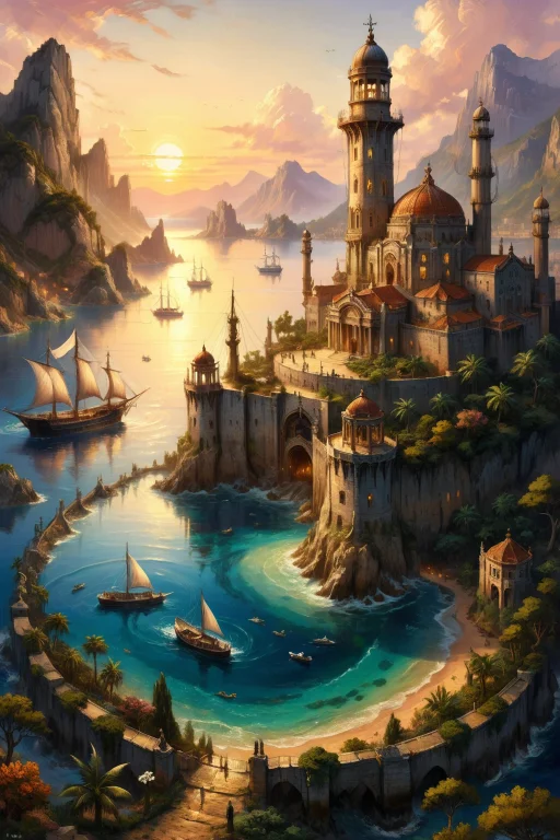 The City Is Situated On The Sea, Surrounded By A Circular Sh...