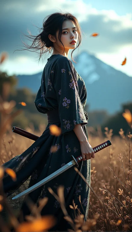 An Extreme Realism Ultra Wide Shot Of A Beautiful Kunoichi,...