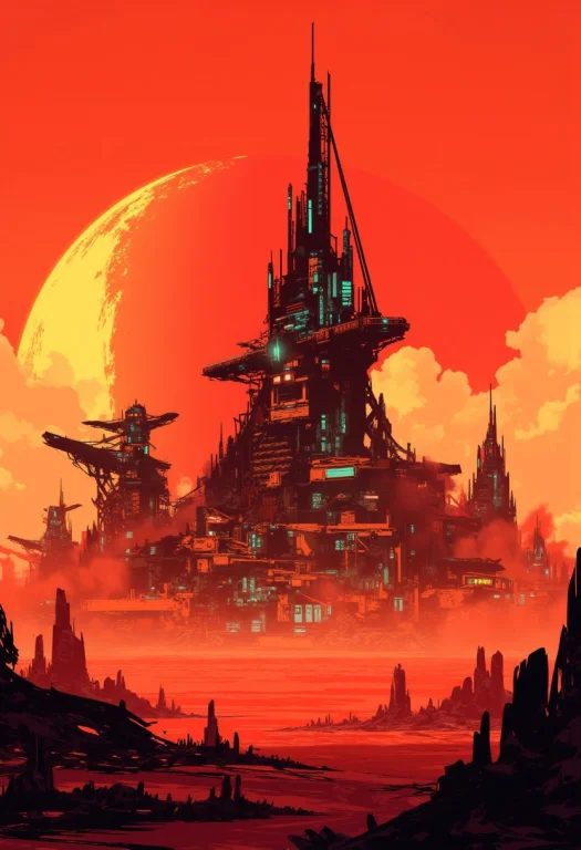 Inkpunk Anime, A Digital Painting In The Style Of Ck-js, Red...