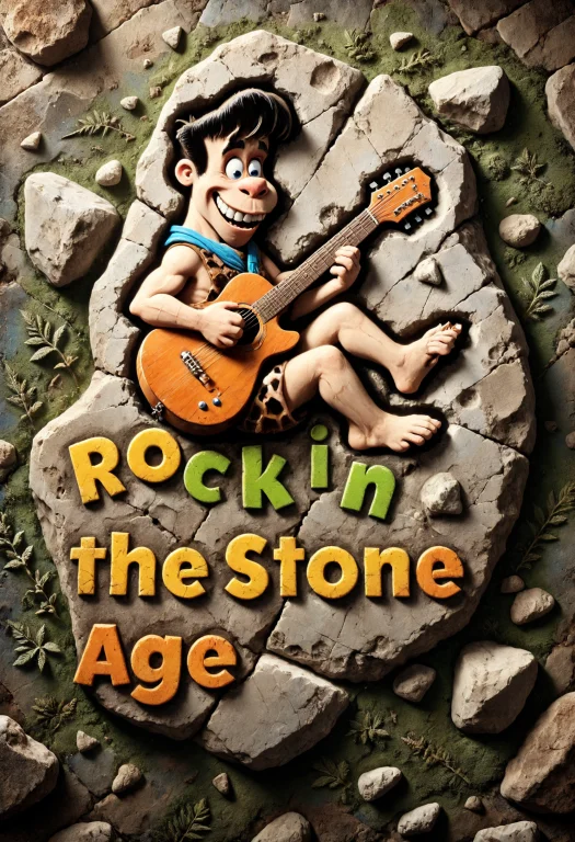 Flintstones Cartoon, Text Rockin The Stone Age, Fred Flintst...