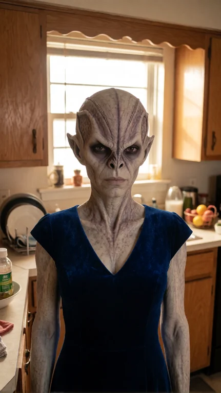 Rmnfml Alien Woman, Chest-up, Straight-on, Standing Still, N...
