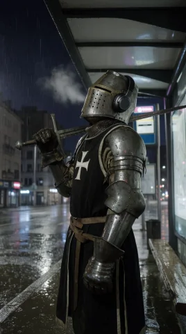 A Highly Realistic Cinematic Scene Of A Medieval Hospitaller... — Stable Diffusion AI Prompt: A highly realistic cinematic scene of a medieval Hospitaller knight standing alo...
