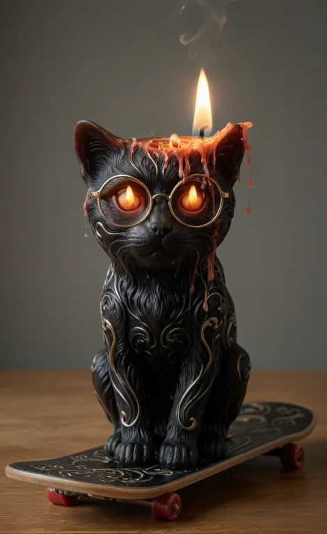 Close Up Of Black Cat Made From Candle Nvnl1tc4nd3l Plating...