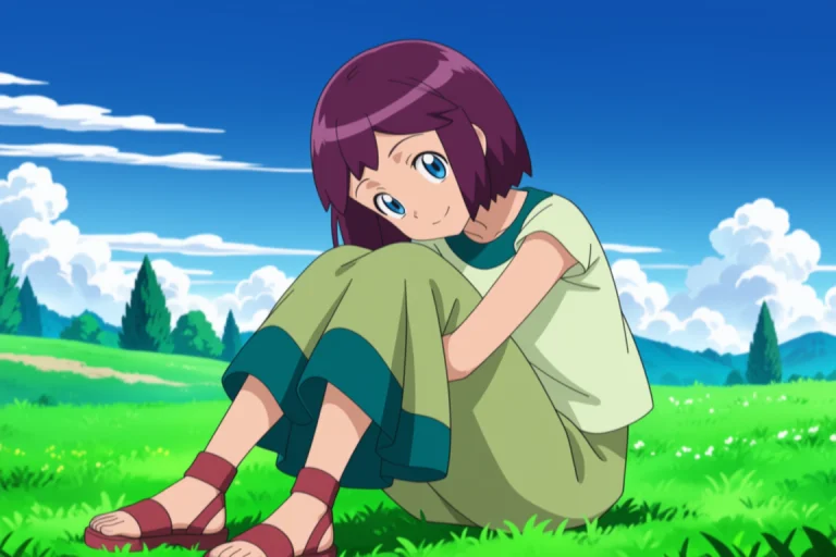 Sitting, On Grass, Hugging Own Legs, Mature Female, Smile, L...