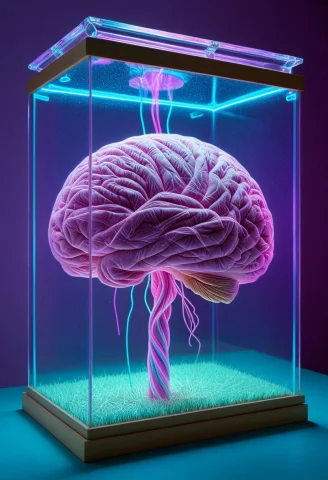 Hyperreal Brain Photo Prompt — SDXL AI Prompt: 8k, Raw digital photo, high quality, a human brain made of straw thread, floatin...
