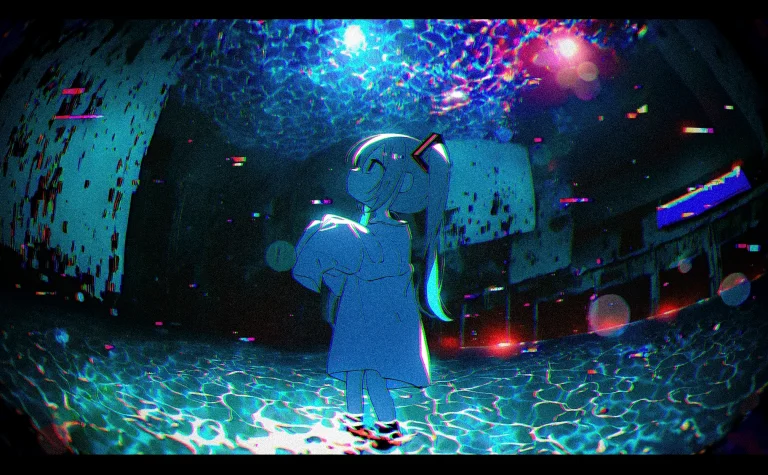 Highres, Greatscore, 1girl, Hatsune Miku, Ghost Pose, Profil...