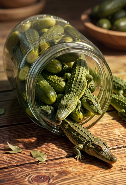 Close-up Top View, Side View Pickled Cucumbers In The Form O...