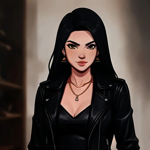 Anime, Toon, Cartoon Character, 1girl, Leather Jacket, Leath...
