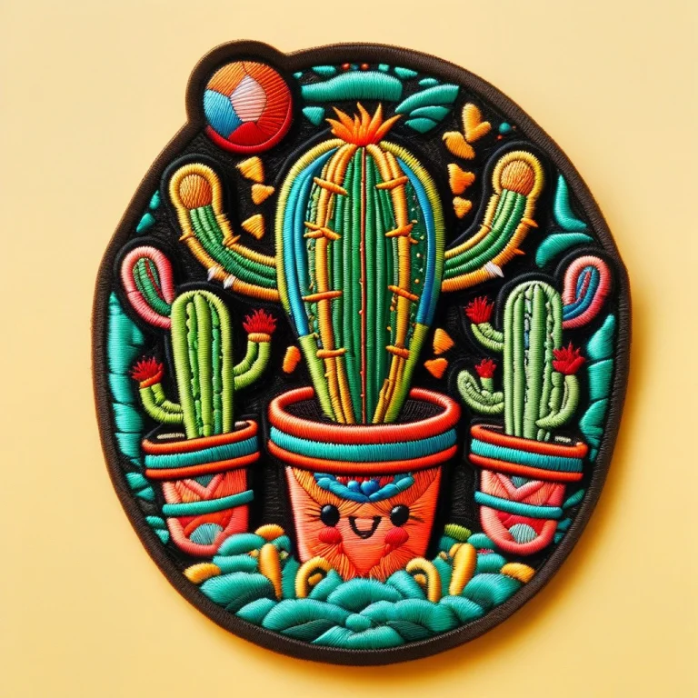Embroidered Patch Style, A Cactus Wearing Tiny Boxing Gloves...