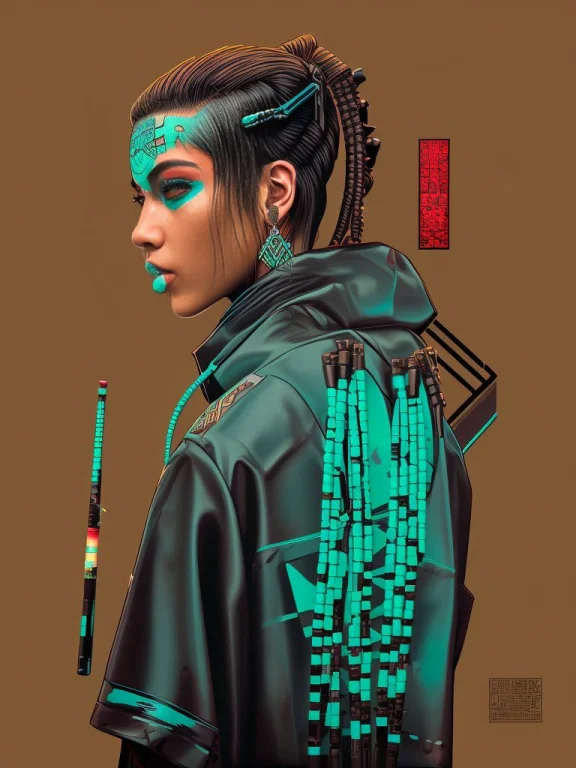 Modern Hairstyle Indian Girl With Green Neon Cigarette, Beau...