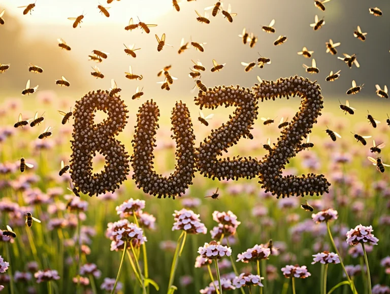 A Swarm Of Bees Is Flying And Spells Out Buzz In The Air. Th...