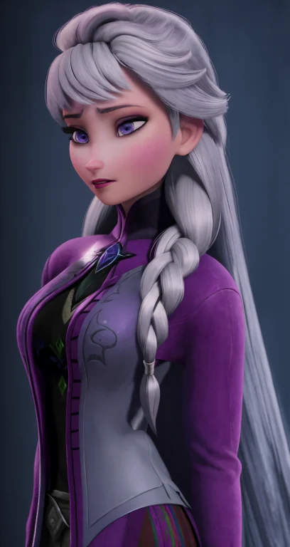 Woman, Solo, Grey Hair, Dark Purple Eyes, Trucker, Middle Sh...