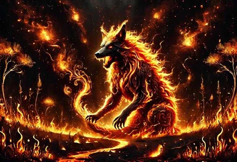Subject And Action A Massive, Joyful Black Wolf Made Of Livi...