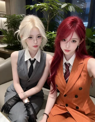 The Image Features Two Individuals Seated Closely Together I... — Stable Diffusion AI Prompt: The image features two individuals seated closely together in what appears to be...