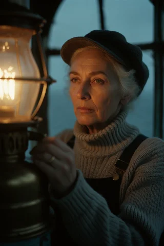 Analog Film-grain Documentary Portrait, Mid-body Of A 62-yea... — Stable Diffusion AI Prompt: Analog film-grain documentary portrait, mid-body of a 62-year-old lighthouse kee...