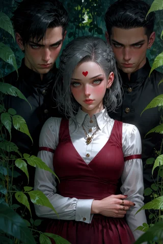 , A Heart 16before Jane Could Pivot To Flee, Two Men Emerged... — Stable Diffusion AI Prompt: , a heart "16Before Jane could pivot to flee, two men emerged from the foliage b...