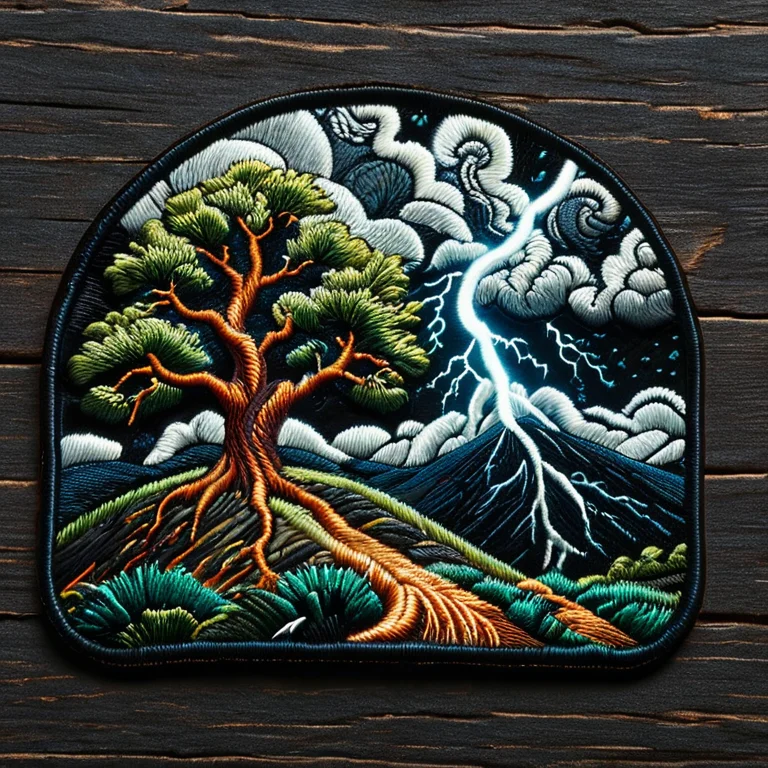Ral-embroideredpatch, A Violent Thunderstorm With Forked Lig...