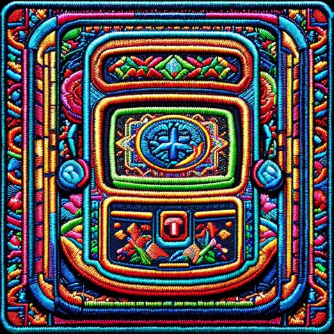Ral-embroideredpatch, A Retro Arcade Cabinet With Pixel Art... — SDXL AI Prompt: ral-embroideredpatch, a retro arcade cabinet with pixel art on screen, embroider...