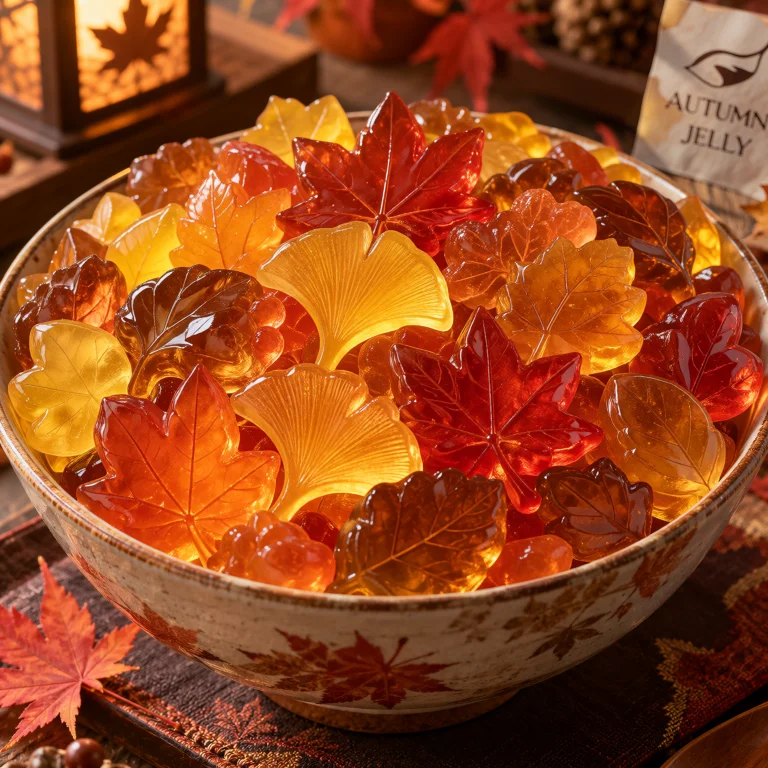 A Bowl Overflowing With Autumn Leaf-shaped Jellies, Maple Le...