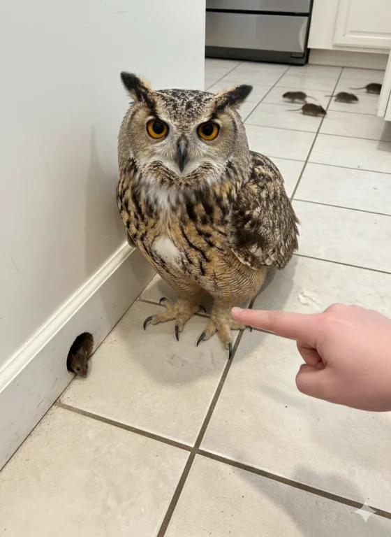 On The First Image You Can See Hooh - Large Pet Great Horned...