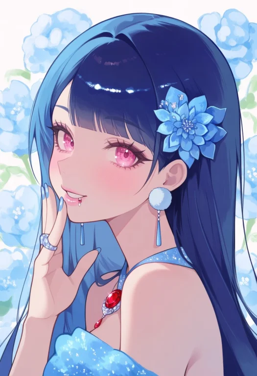 Masterpiece,best Quality1.2,sumkanima, 1girl, Pink Eyes,blue...