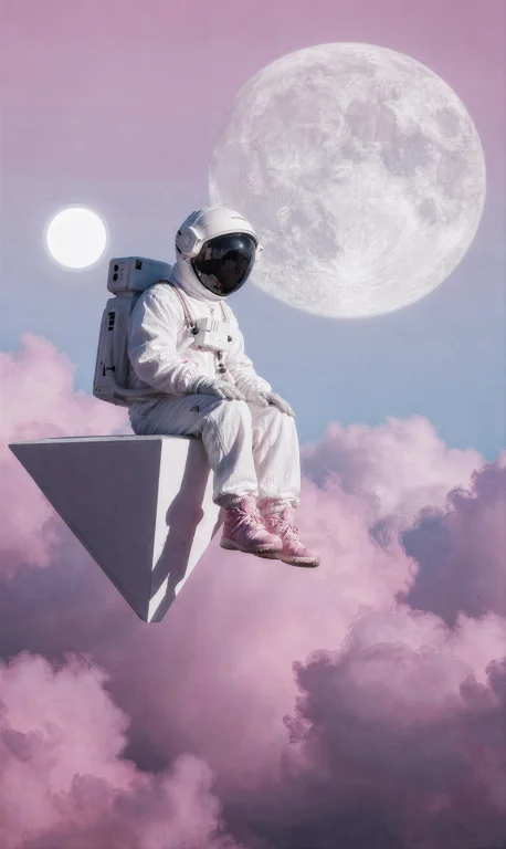 Solitary White-suited Astronaut With A Reflective Black Viso...