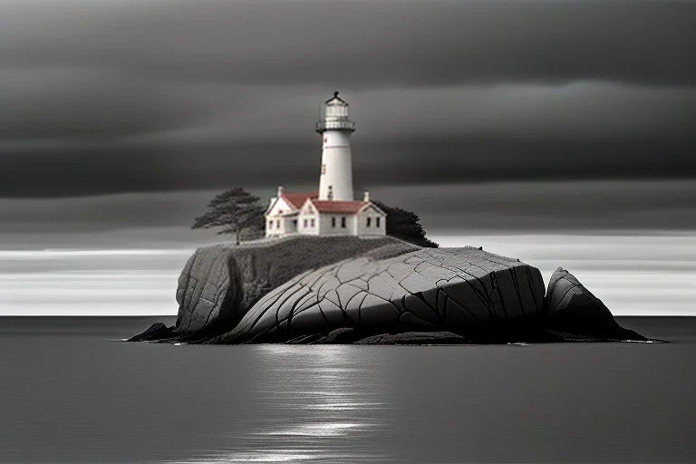 A Lighthouse Keepers Cottage On A Rocky Point, Portrait Phot...