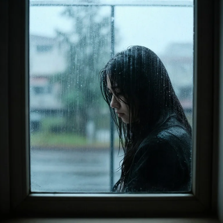 A Photograph Of A Sad Rainy Day Outside The Window