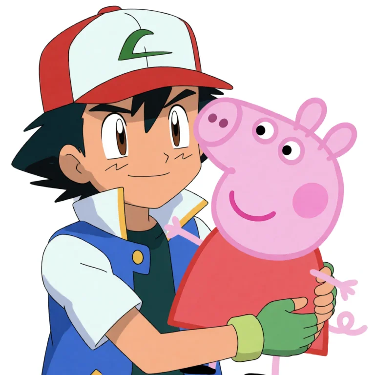 Ash Ketchum Holding Peppa Pig