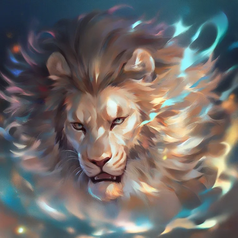 Score9, Score8up, Score7up, A Lion With A Mane Of Slow Blue...