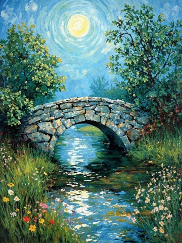 Renaissance Style Impressionist Painting. Moonlight. Reflect... — FLUX AI Prompt: renaissance style impressionist painting. moonlight. reflections on water. quain...