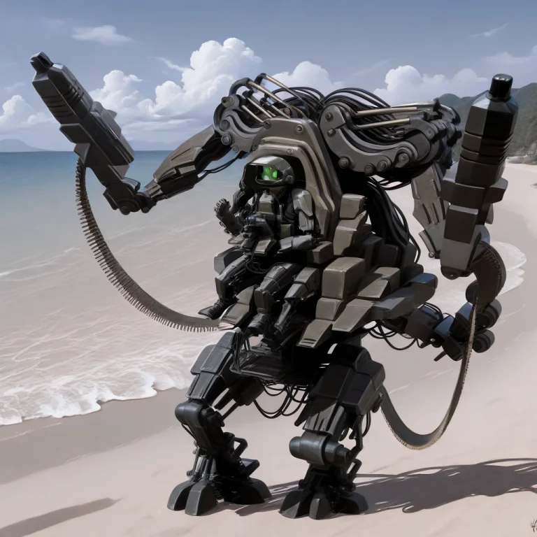 Matrapu,robot,arm Cannon,ammo Belt Human,piloting, Action Po...