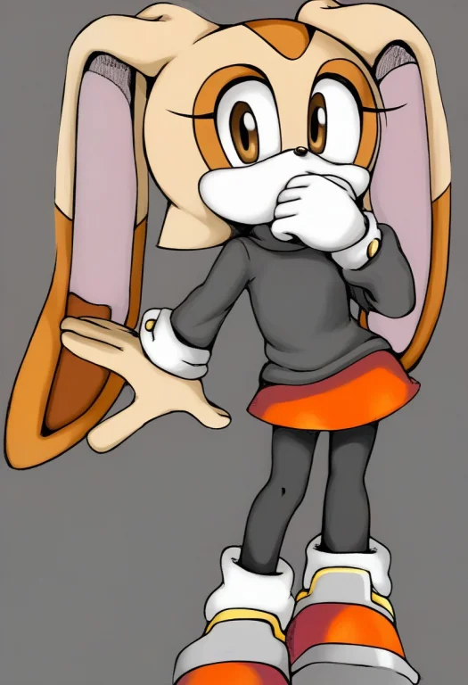 Cream The Rabbit, Wears A Long Black And White Sweater With...