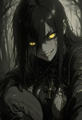 Masterpiece, Best Quality, Solo, 1girl, Sinister Dark Fantas... — Stable Diffusion AI Prompt: masterpiece, best quality, solo, 1girl, sinister dark fantasy figure with wild m...