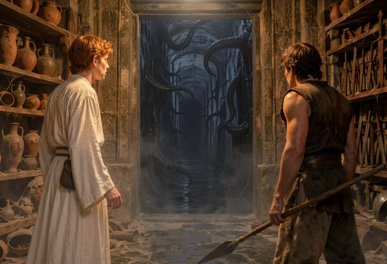 Photorealistic Cinematic Dark-fantasy Scene In A Vast Ancien...