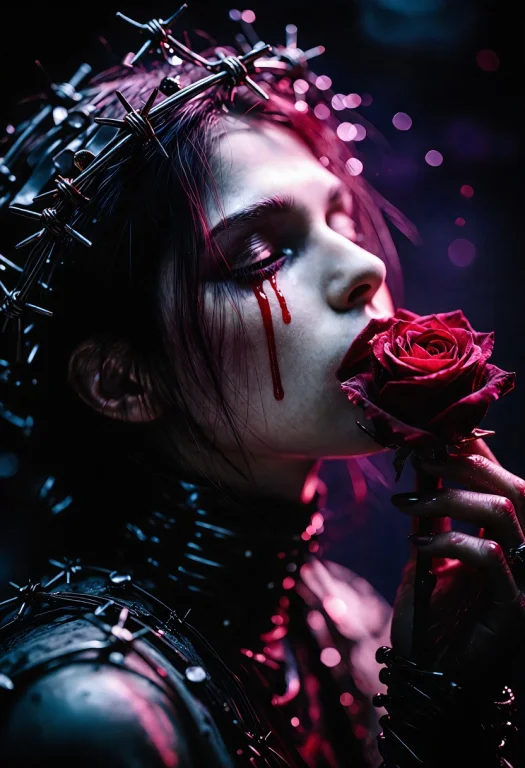 Vishalknn, Dark Surreal Queen Wearing A Crown Of Twisted Bar...