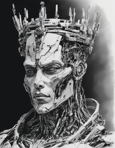 Cybernetics King Lorata86artstylepenrealism0.8 Penrealism, D... — SDXL AI Prompt: cybernetics King pen_realism, drawing