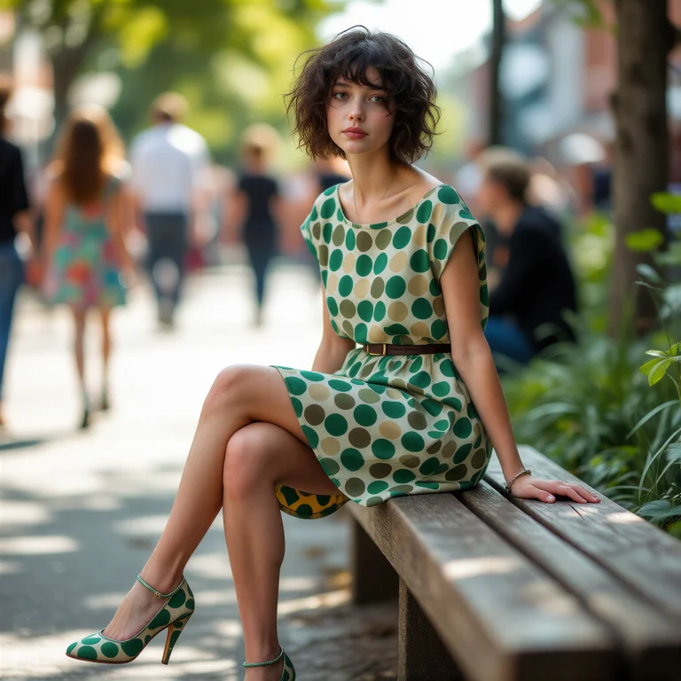 Woman With Loose Curls Wearing A Jade Duck Cloth Short Boat...